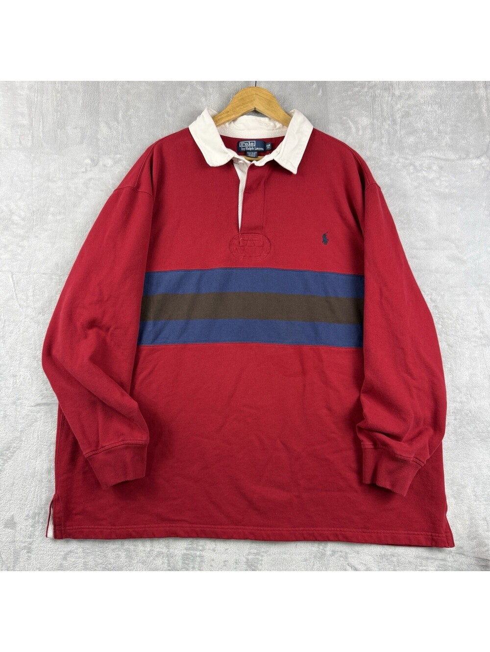 Polo Ralph Lauren Red Colorblock Rugby Shirt Men’s 3XB Heritage Long Sleeve Prep